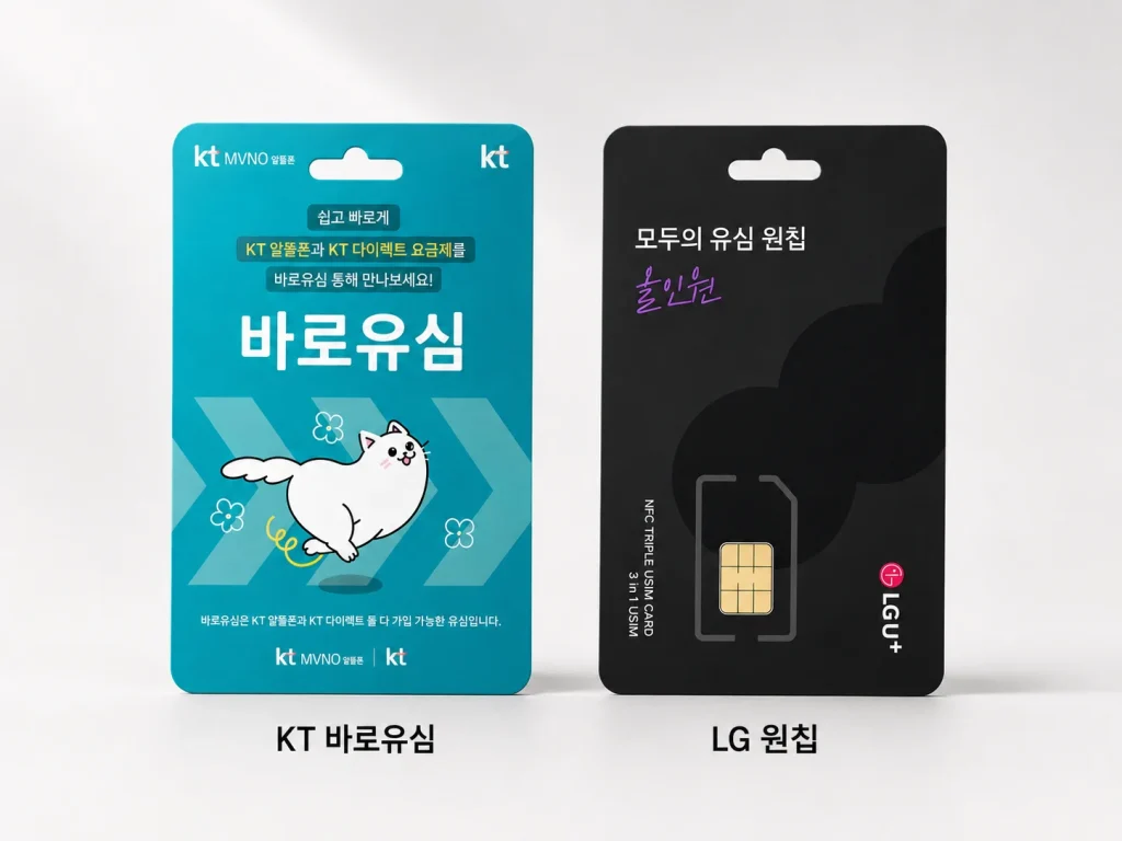 KT 바로유심 LG 모두의 유심 원칩