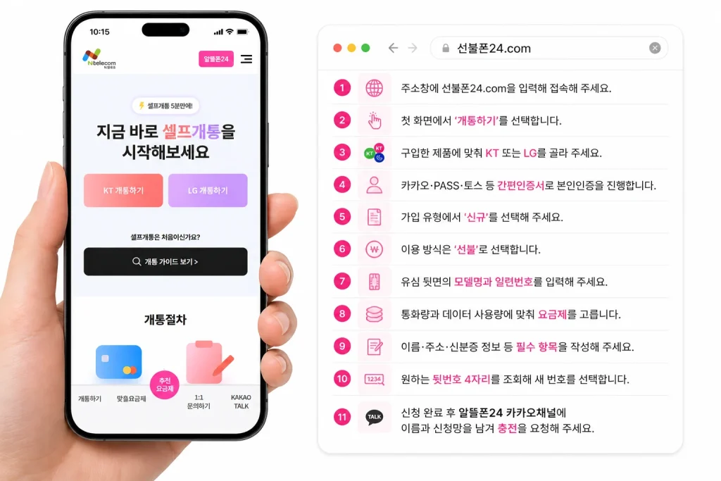 편의점 선불폰 유심 구입 후 셀프개통 신청 순서 ?? ??? 2