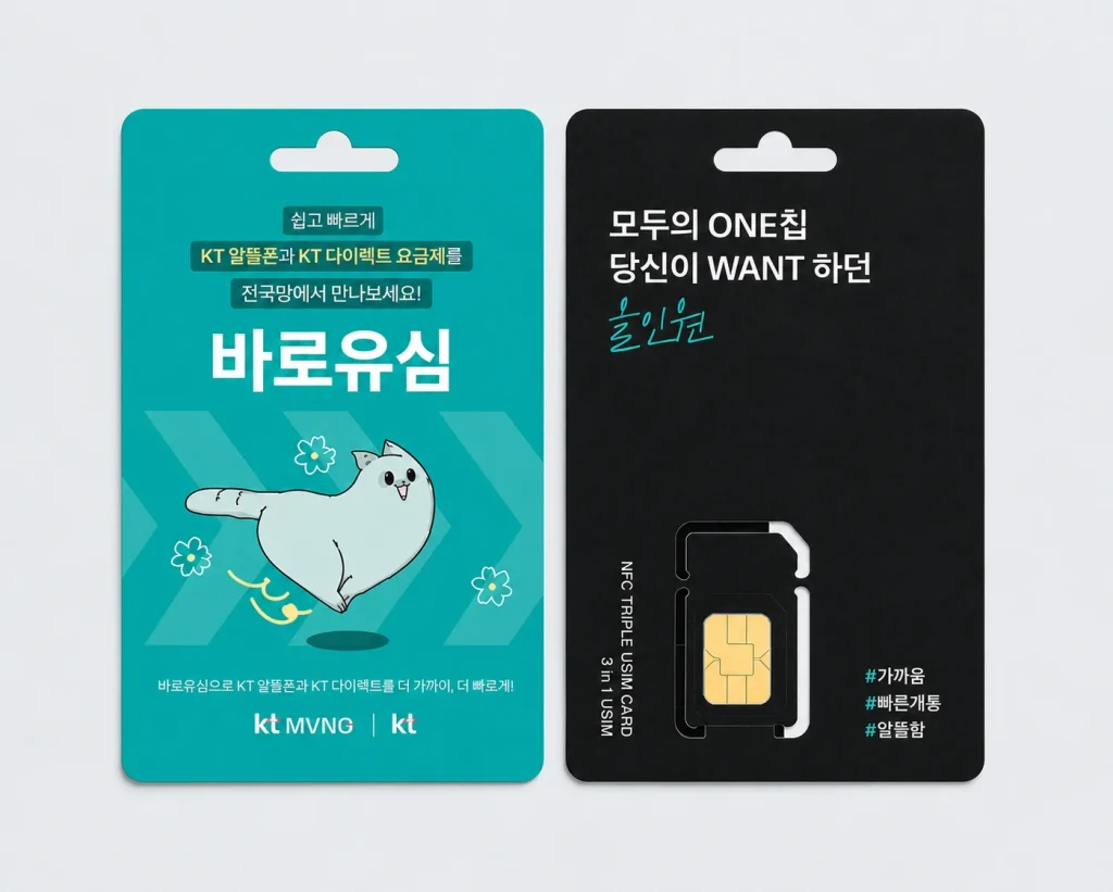 선불폰 가입 시 K망 바로유심과 L망 모두의 원칩 비교