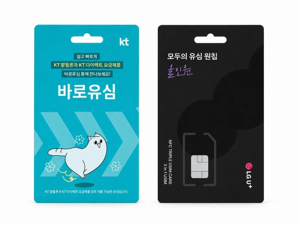 신용불량자 휴대폰 개통 전 K망 바로유심과 L망 모두의 원칩 준비 안내